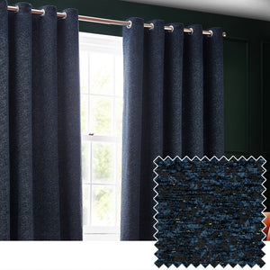 Galaxy 117x137 Eyelet Curtain Navy - Canwell Interiors Limited - Riva