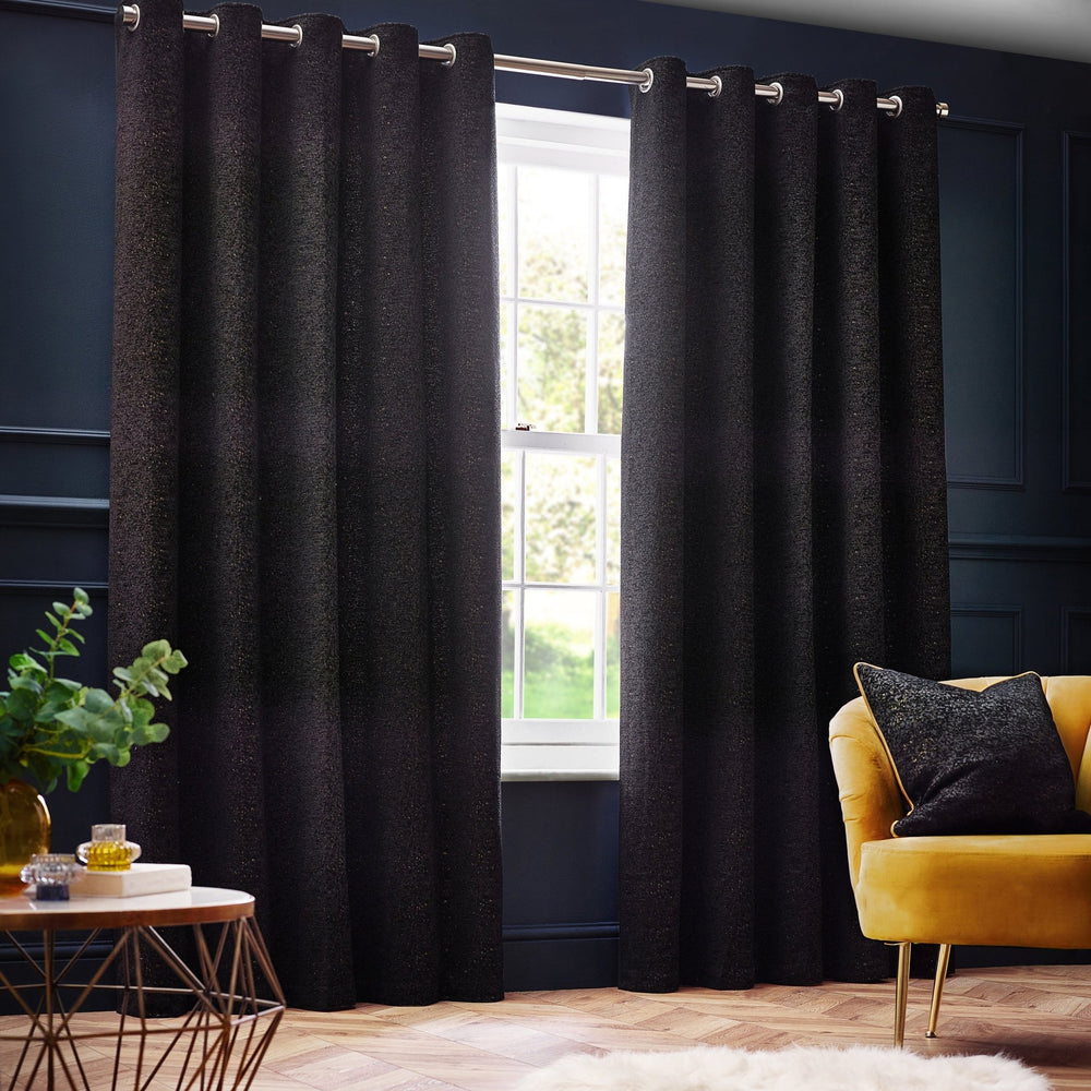 Galaxy 168x137 Eyelet Curtain Black - Canwell Interiors Limited - Riva