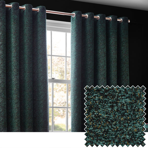Galaxy 168x183 Eyelet Curtain Emerald - Canwell Interiors Limited - Riva
