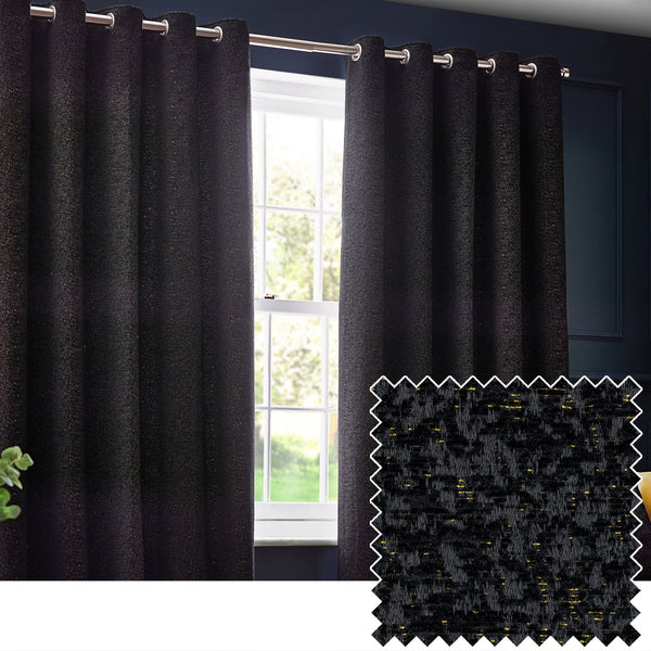 Galaxy 168x229 Eyelet Curtain Black - Canwell Interiors Limited - Riva