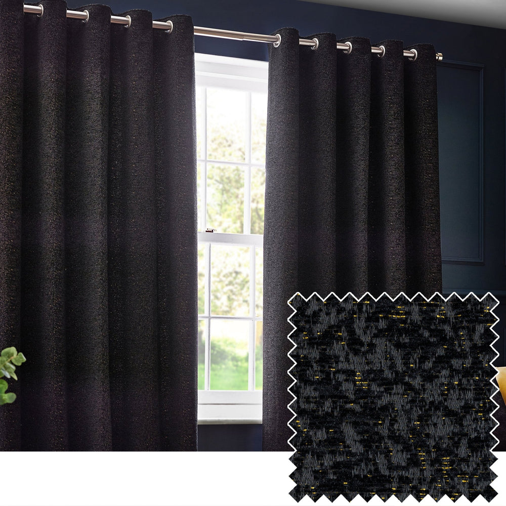 Galaxy 229x137 Eyelet Curtain Black - Canwell Interiors Limited - Riva