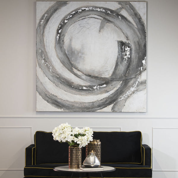 Galaxy Silver and Grey Hand Painted Canvas - Canwell Interiors Limited - Hills