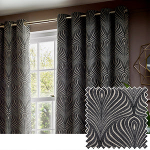 Gatsby 228x137 Eyelet Curtains Black - Canwell Interiors Limited - Riva