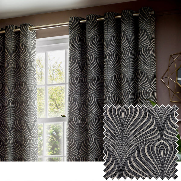Gatsby 228x137 Eyelet Curtains Black - Canwell Interiors Limited - Riva