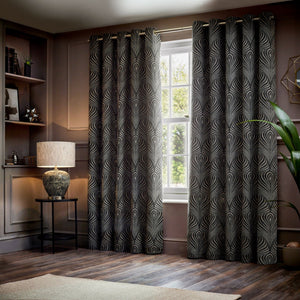 Gatsby 228x137 Eyelet Curtains Black - Canwell Interiors Limited - Riva