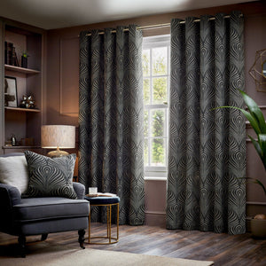 Gatsby 228x228 Eyelet Curtains Black - Canwell Interiors Limited - Riva