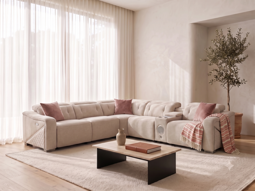 Ohio Electric Recliner Sofa Beige Large Corner - Xshowhome