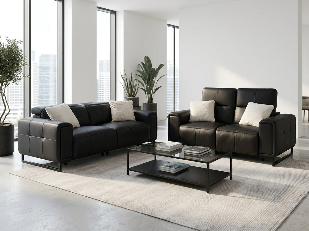 Richmond Electric Recliner Sofa Black 3+2 Set - Xshowhome