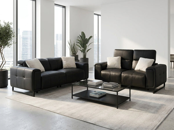 Richmond Electric Recliner Sofa Black 3+2 Set - Xshowhome