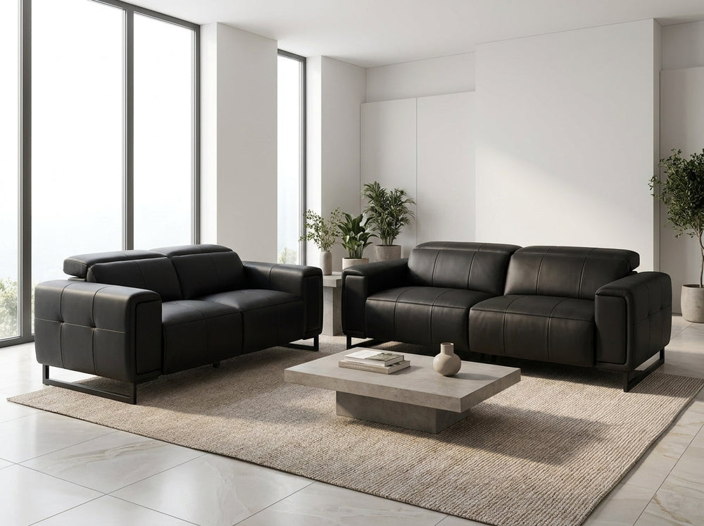Richmond Electric Recliner Sofa Black 3+2 Set - Xshowhome