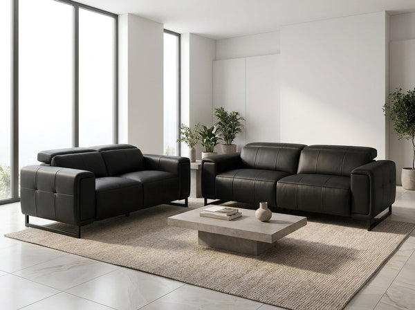 Richmond Electric Recliner Sofa Black 3+2 Set - Xshowhome