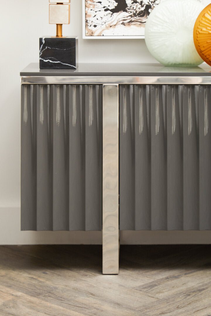Genoa Four Door Grey Gloss Finish Sideboard - Canwell Interiors Limited - Xshowhome