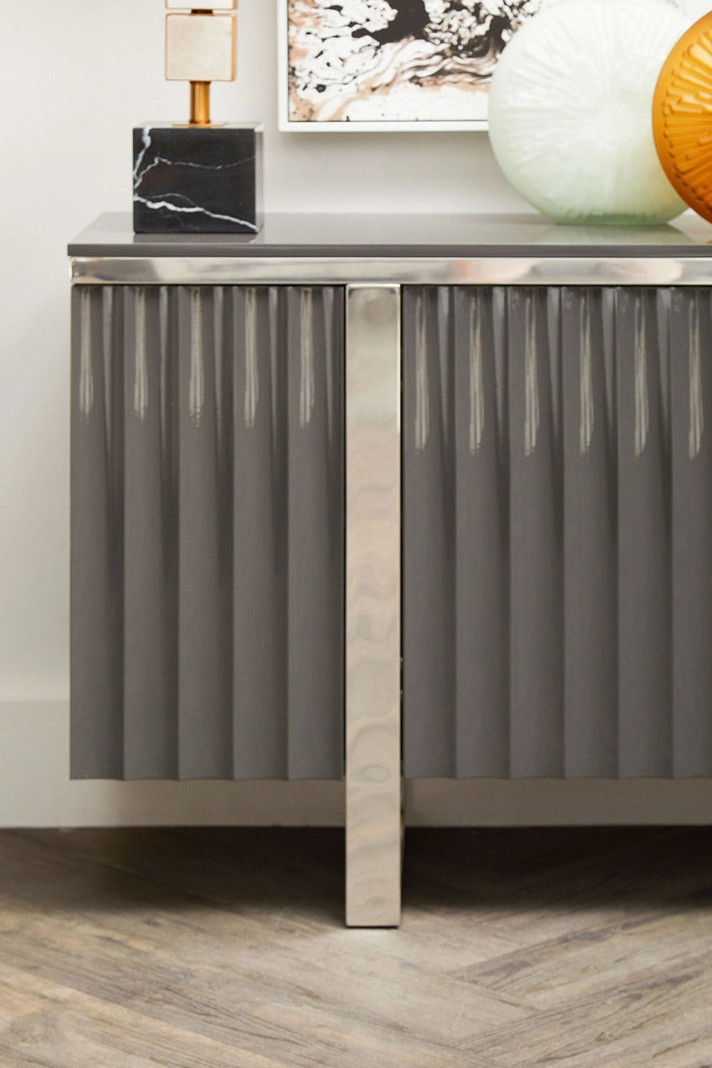 Genoa Four Door Grey Gloss Finish Sideboard - XShowhome Limited - Xshowhome