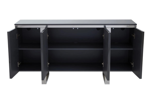 Genoa Four Door Grey Gloss Finish Sideboard - XShowhome Limited - Xshowhome