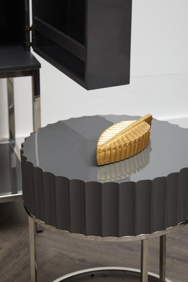 Genoa Grey Gloss Finish Round Side Table - Canwell Interiors Limited - Xshowhome