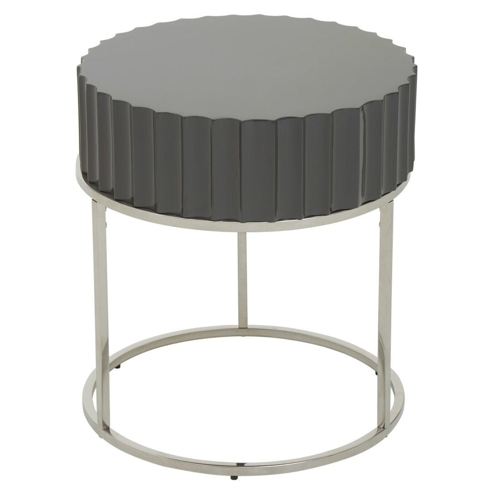 Genoa Grey Gloss Finish Round Side Table - Canwell Interiors Limited - Xshowhome