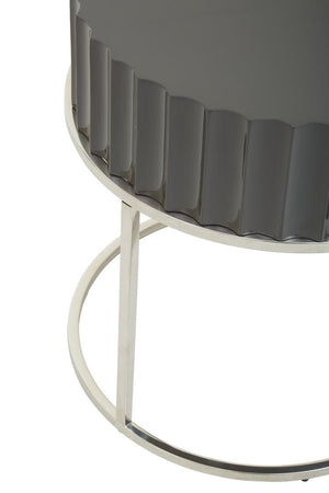 Genoa Grey Gloss Finish Round Side Table - Canwell Interiors Limited - Xshowhome