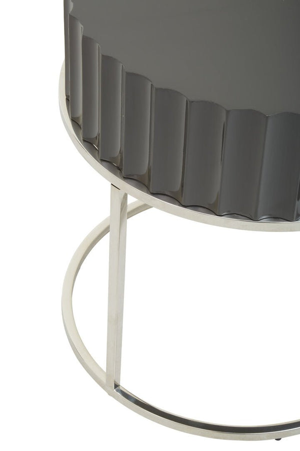 Genoa Grey Gloss Finish Round Side Table - Canwell Interiors Limited - Xshowhome