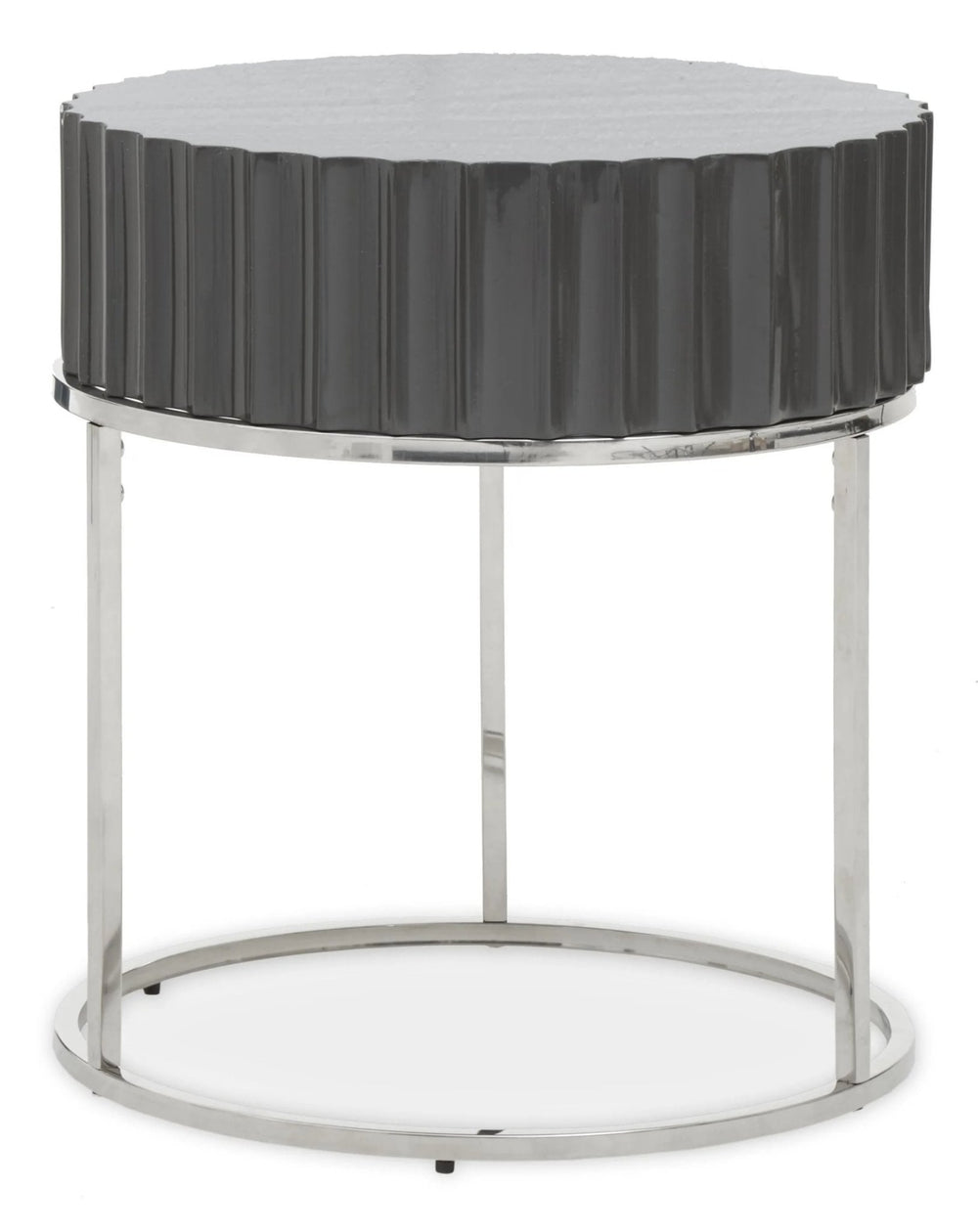 Genoa Grey Gloss Finish Round Side Table - XShowhome Limited - Xshowhome
