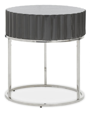 Genoa Grey Gloss Finish Round Side Table - XShowhome Limited - Xshowhome