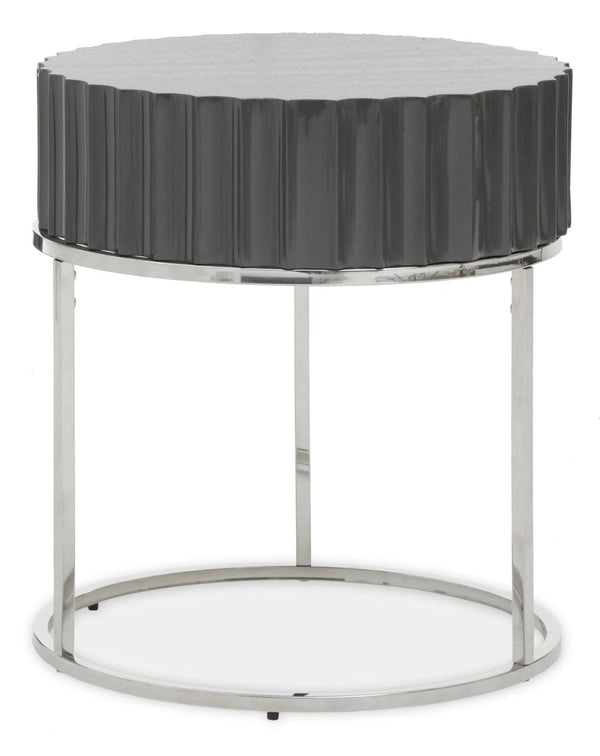 Genoa Grey Gloss Finish Round Side Table - XShowhome Limited - Xshowhome