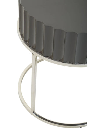 Genoa Grey Gloss Finish Round Side Table - XShowhome Limited - Xshowhome