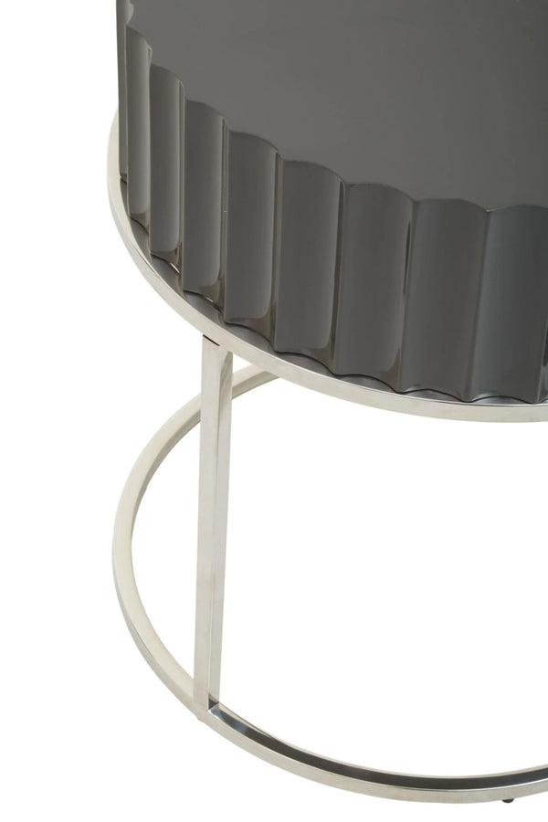 Genoa Grey Gloss Finish Round Side Table - XShowhome Limited - Xshowhome