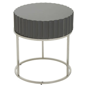 Genoa Grey Gloss Finish Round Side Table - XShowhome Limited - Xshowhome