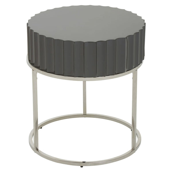 Genoa Grey Gloss Finish Round Side Table - XShowhome Limited - Xshowhome