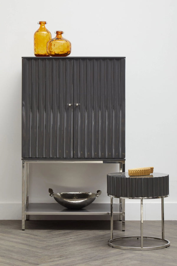 Genoa Grey Gloss Finish Round Side Table - XShowhome Limited - Xshowhome