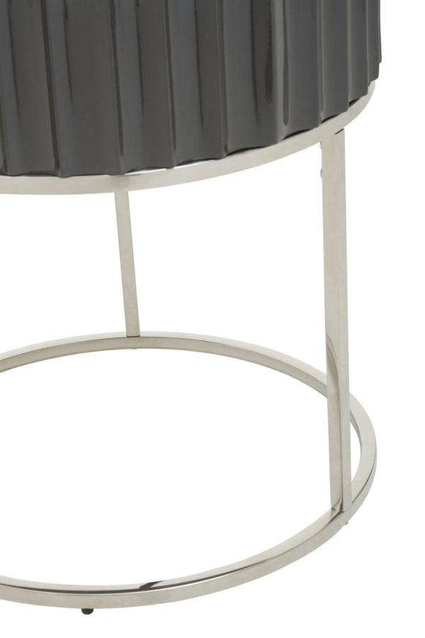 Genoa Grey Gloss Finish Round Side Table - XShowhome Limited - Xshowhome