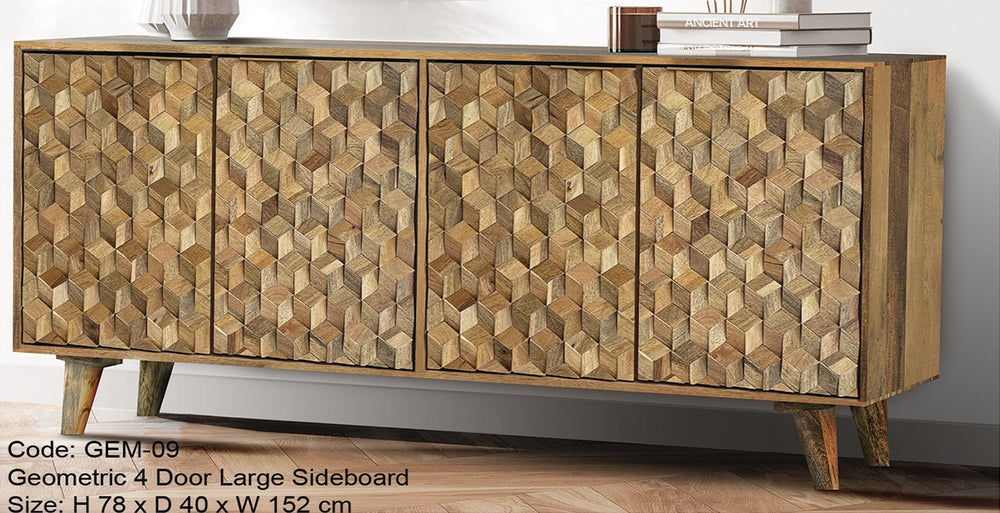 Geometric 4 Door Large Sideboard - XShowhome Limited - Jaipur