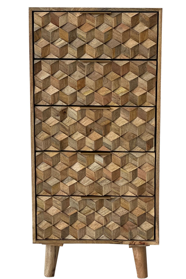 Geometric 5 Drawer Tall Chest - XShowhome Limited - Jaipur