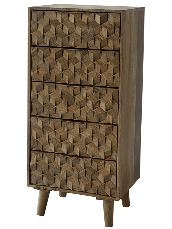 Geometric 5 Drawer Tall Chest - XShowhome Limited - Jaipur