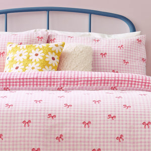 Gingham Bows King Size Duvet Set Pink - XShowhome Limited - Riva