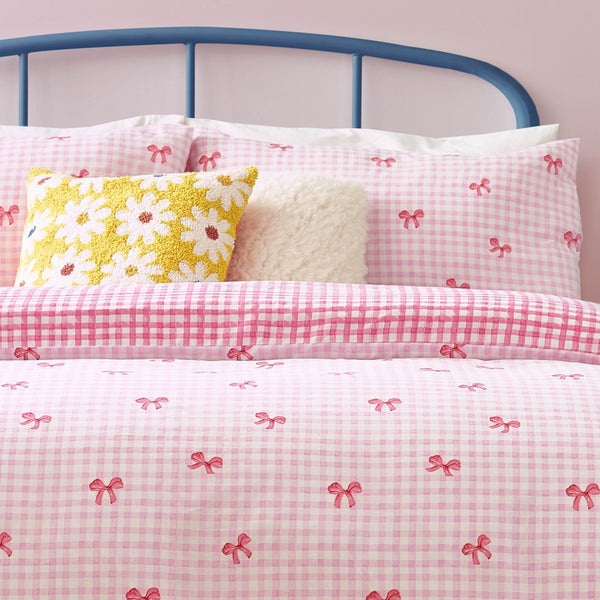 Gingham Bows King Size Duvet Set Pink - XShowhome Limited - Riva
