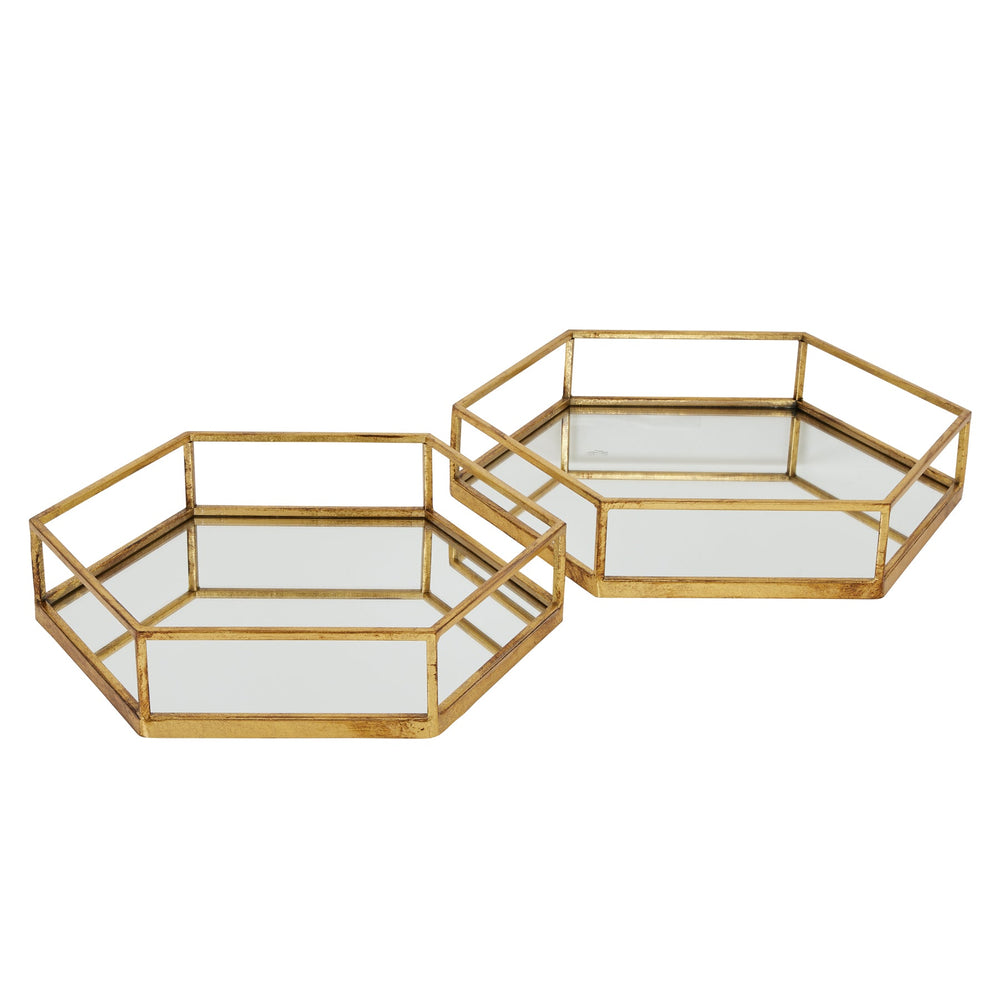 Gold Hexagon Set of Two Trays - Canwell Interiors Limited - Hills