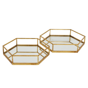 Gold Hexagon Set of Two Trays - Canwell Interiors Limited - Hills