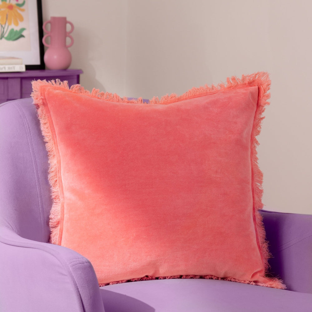 Gracie 45x45 Feather Filled Cushion Coral - Canwell Interiors Limited - Riva