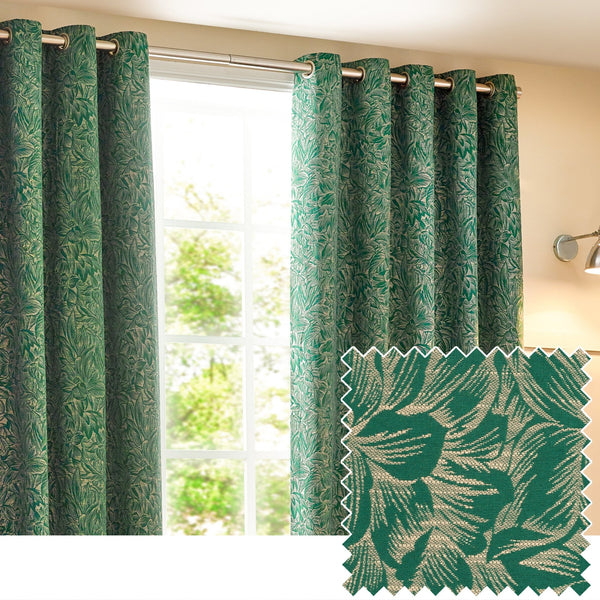 Grantley 167x137 Eyelet Curtains Emerald - Canwell Interiors Limited - Riva