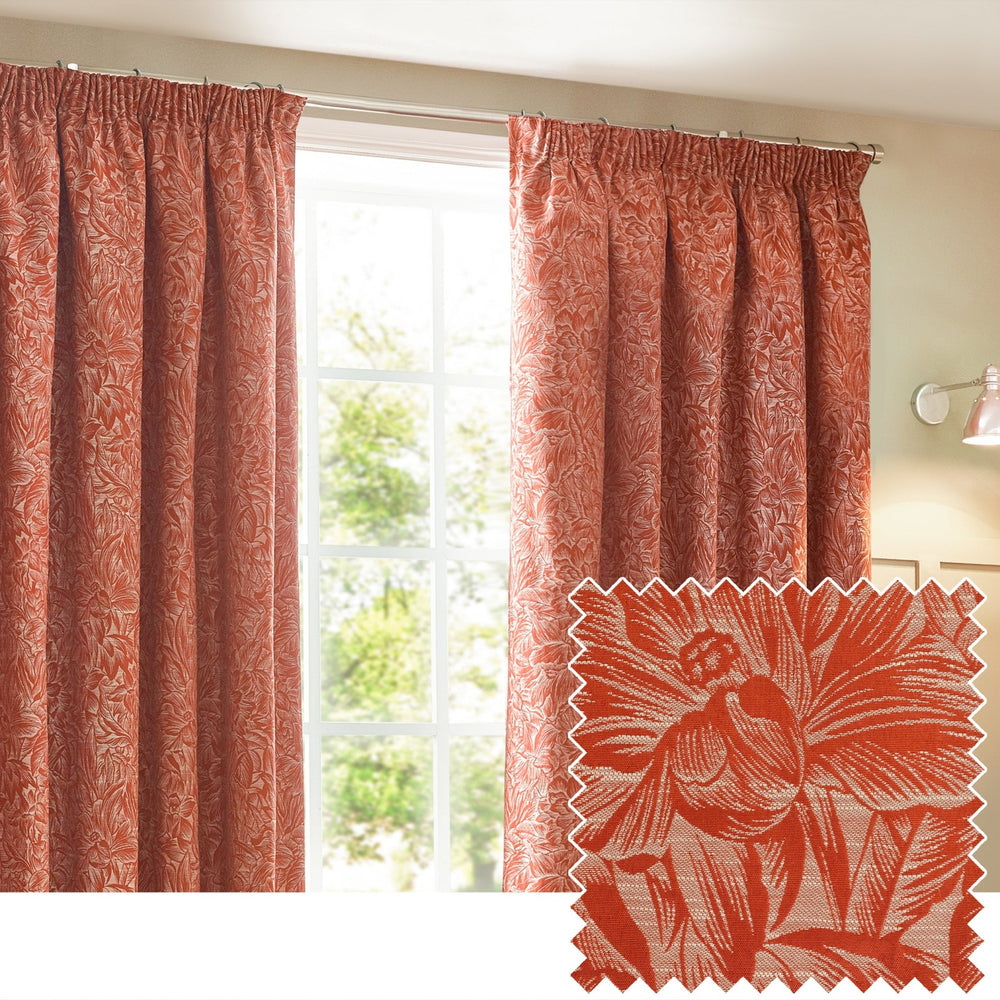 Grantley 167x137 Pencil Pleat Curtains Brick - Canwell Interiors Limited - Riva
