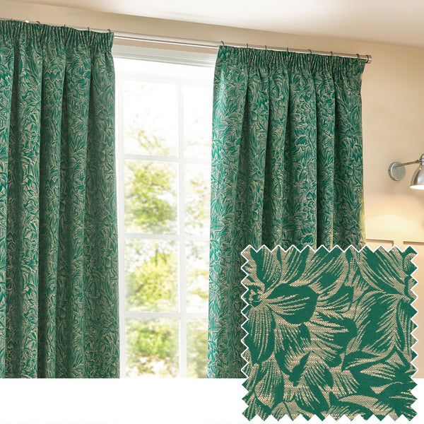 Grantley 167x228 Pencil Pleat Curtains Emerald - Canwell Interiors Limited - Riva