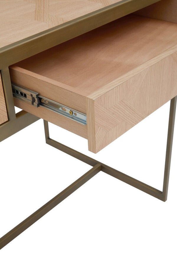 Grenoble Oak Veneer 2 Drawer Desk - Canwell Interiors Limited - Xshowhome