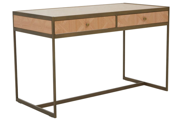 Grenoble Oak Veneer 2 Drawer Desk - XShowhome Limited - Xshowhome