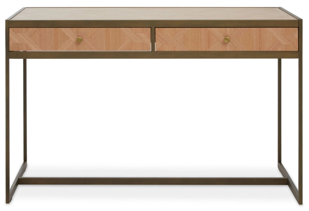 Grenoble Oak Veneer 2 Drawer Desk - XShowhome Limited - Xshowhome
