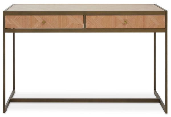 Grenoble Oak Veneer 2 Drawer Desk - XShowhome Limited - Xshowhome
