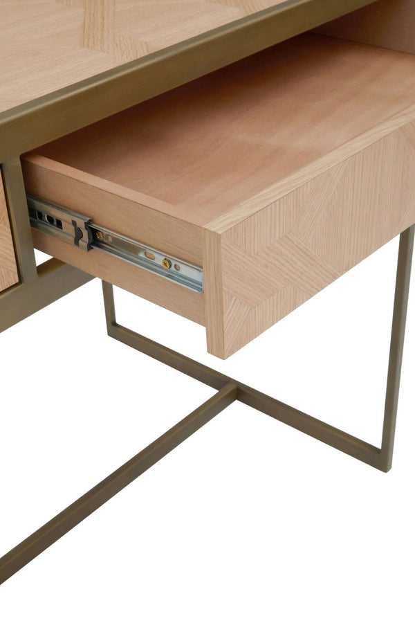 Grenoble Oak Veneer 2 Drawer Desk - XShowhome Limited - Xshowhome