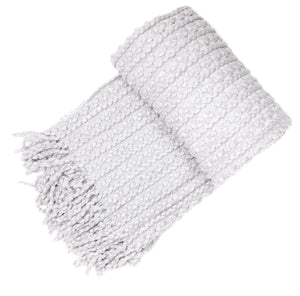 Grey Barley Twist Throw W. Tassels 130x180 - Canwell Interiors Limited - Malini