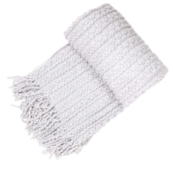 Grey Barley Twist Throw W. Tassels 130x180 - Canwell Interiors Limited - Malini