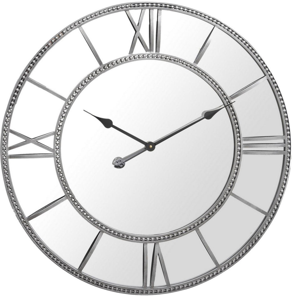 Grey Framed Beaded Mirrored Round Clock - XShowhome Limited - Libra
